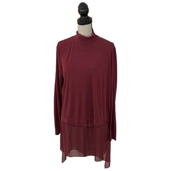 Eileen Fisher burgundy silk long sleeve blouse size M - Picture 1 of 4